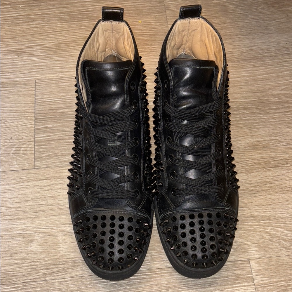 Christian Louboutin Black Studded High-Top Sneakers